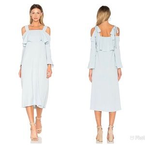 GANNI Clark Fluted Sleeve Cold Shoulder Midi Dress Size EU 36 US 4